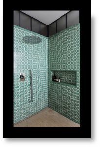 greenery trend bold pattern bathroom shalini misra