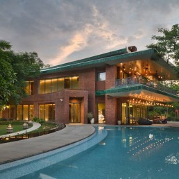 delhi family retreat farm house design swimming pool