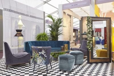 decorex champagne bar design purple armchairs & settee