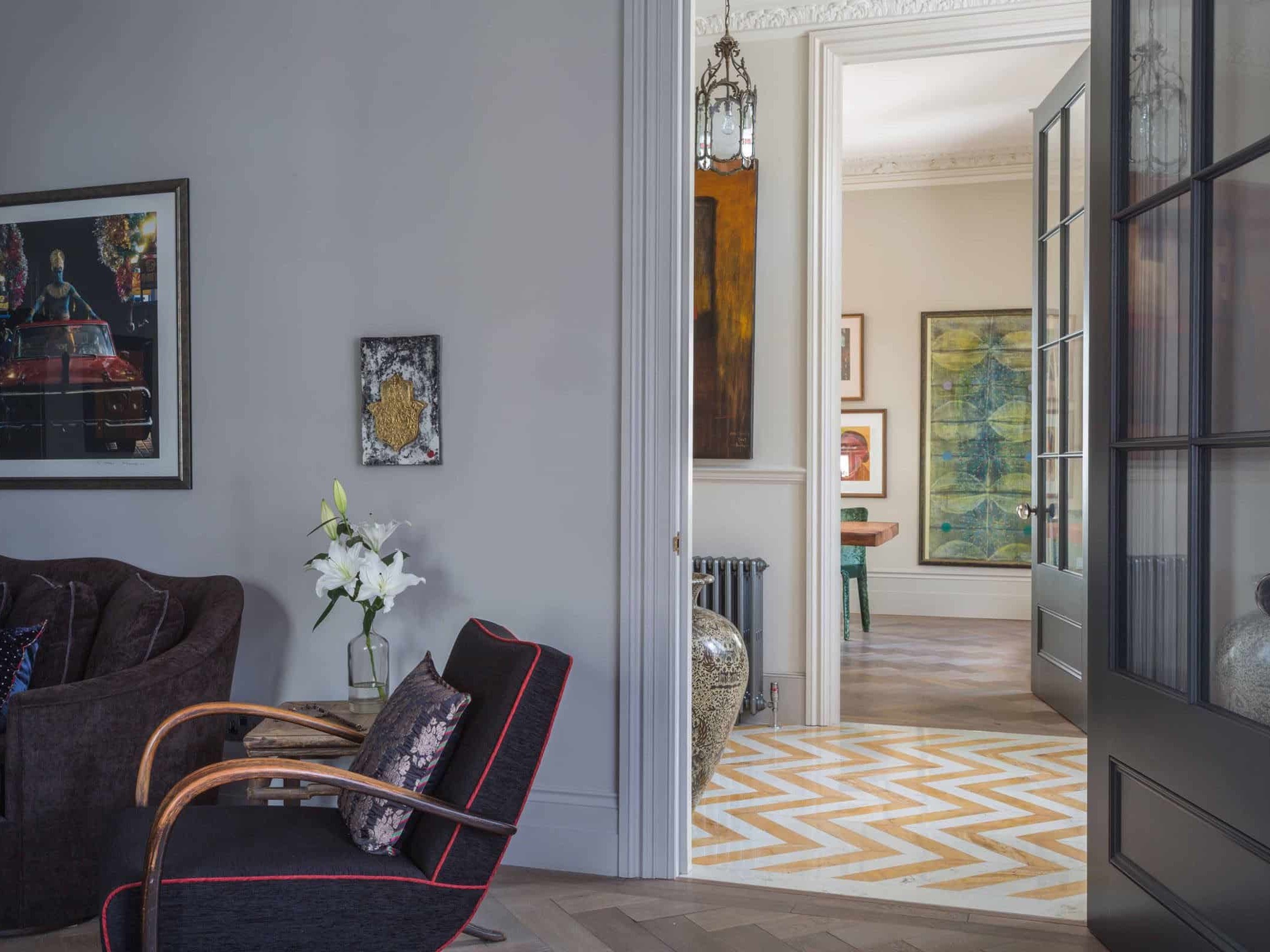 fairfax road design hallway view from living room