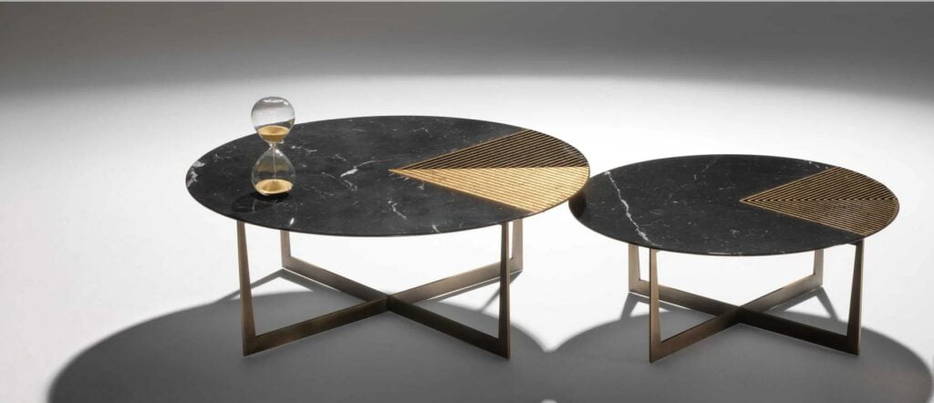 Gold Radius Marble Coffee Table by Alex Mint