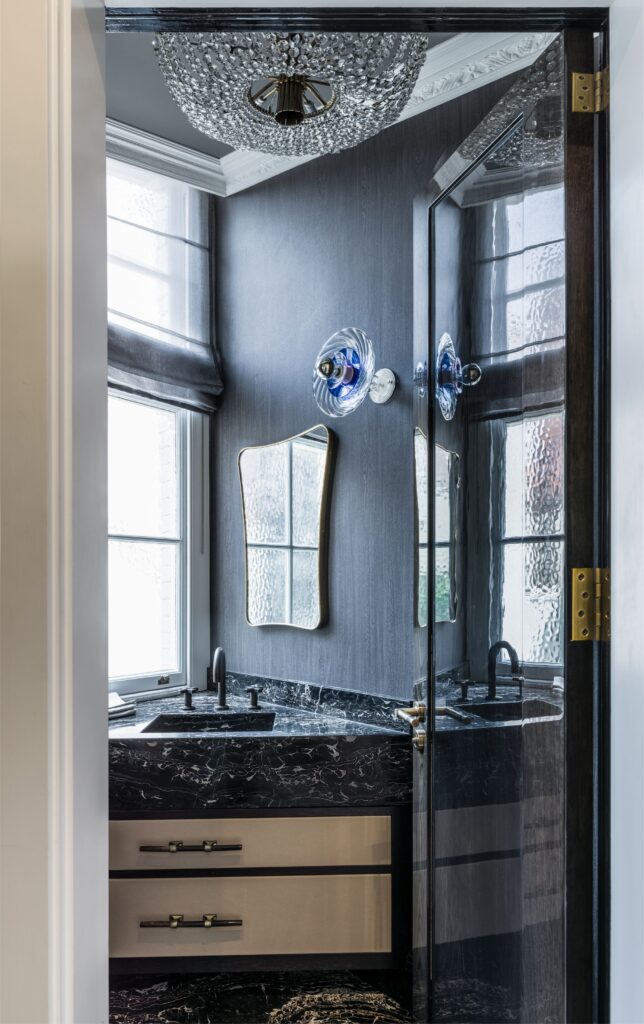 bathroom sink by window