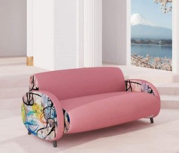 slice pattern sofa in tweed & velvet