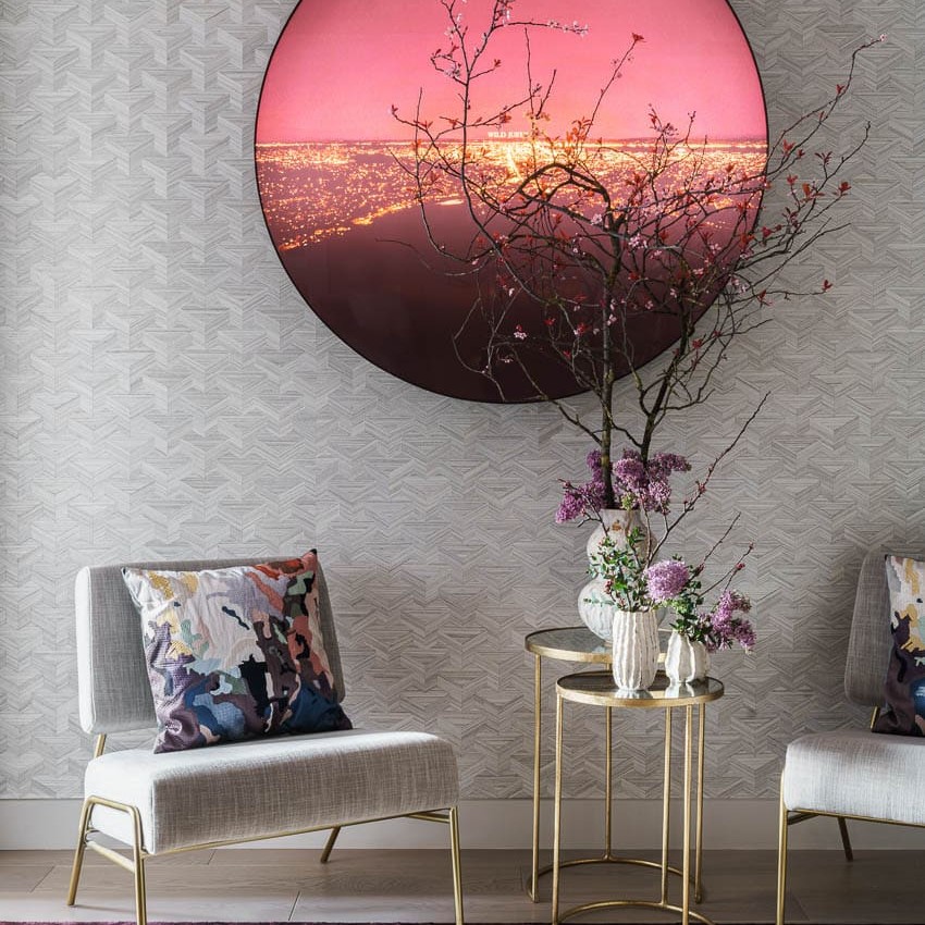 pink modern round hanging wall art