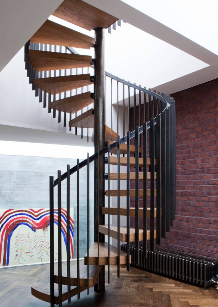 wooden steps spiral staircase