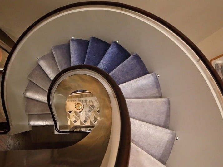 ombre carpet spiral stairs