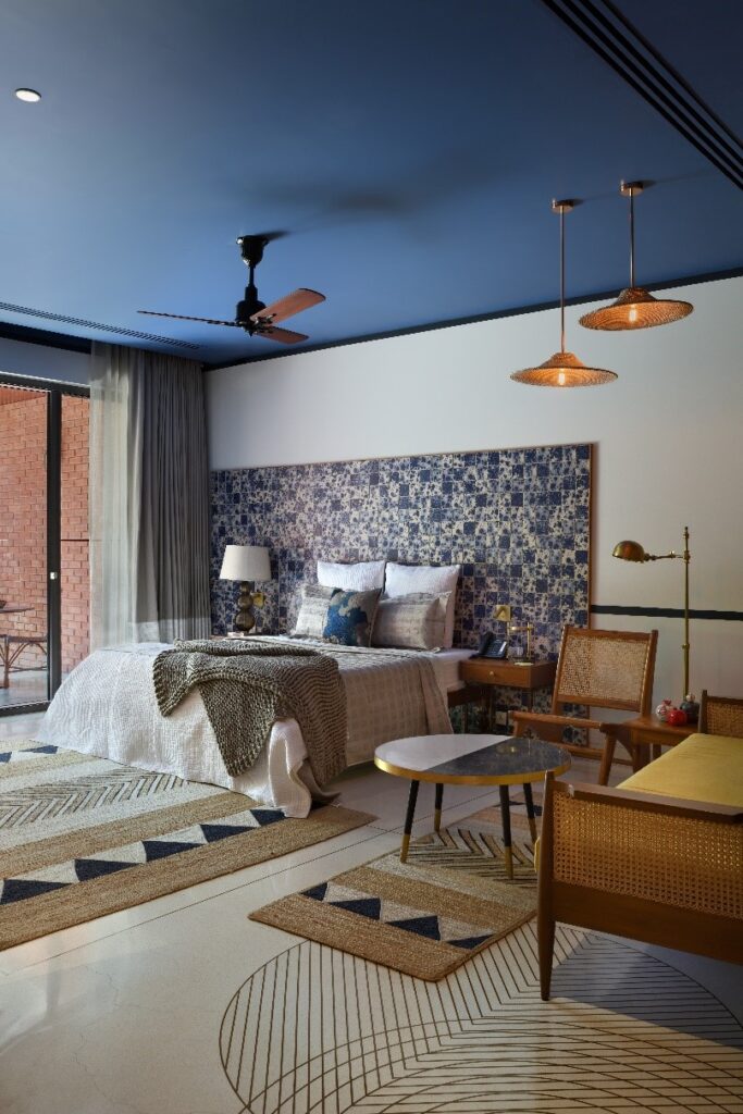 terrazzo designed floor in bedroom
