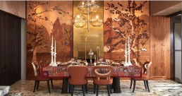 dining room gleaming tableware