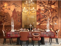 dining room gleaming tableware